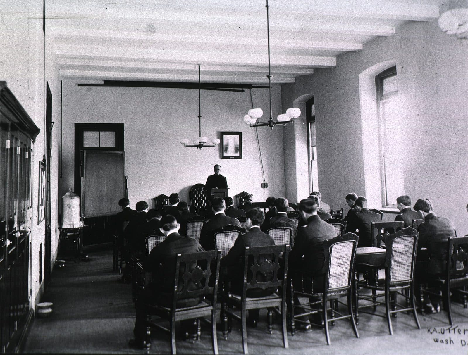 Medical lecture hall filled with students